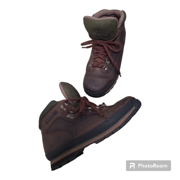 Timberland Hiking Boots Men's 8.5 M - Euro Hiker Mid Brown Leather Shoe (95100) - Picture 3 of 11